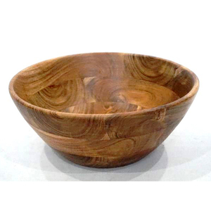 Cuenco grande Floral de madera, pegatina esmaltada aplicada, cuenco redondo decorativo multicolor de madera para servir aperitivos a precio de fábrica - Product Image 4