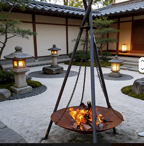 Brasero Moderno de Acero Corten Resistente, Parrilla para Exteriores con Encendido Automático, Estufa para Barbacoa Resistente al Óxido para Calefacción de Patio - Product Image 2