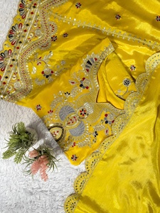 Conjunto de traje Chinon listo para usar con bordado secuencial, plazzo y dupatta completamente cosidos para la temporada de bodas - Product Image 5