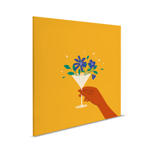 Made In Germany - Home Decor <span class=keywords><strong>Canvas</strong></span> Picture Flower Glasses Cocina compartida-Mural de pared en amarillo y blanco-Camilla <span class=keywords><strong>Frame</strong></span> Art - Product Image 6