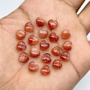 Cuentas de Piedra Preciosa de Briolette en Forma de Corazón de Piedra Solar Roja Talladas a Mano de 8 mm para Joyería - Product Image 3