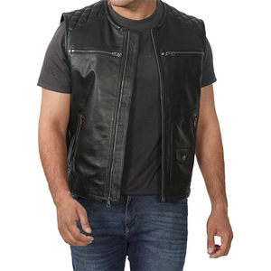 New Custom Made Mens <b>Slim</b> <b>Fit</b> Casual Fashionable Leather Vest Biker Leather Vest <b>Jackets</b> for Mens - Product Image 4