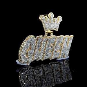 Reina letra diamante colgante nombre personalizado 925 plata esterlina personalizado Hip Hop Iced carta encanto Moissanite colgantes y dijes - Product Image 2