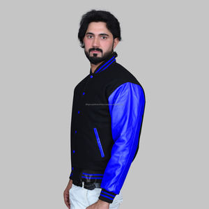 Veste de baseball universitaire personnalisée de haute qualité pour hommes avec manches en cuir Décoration de poche style course à pied - Product Image 6