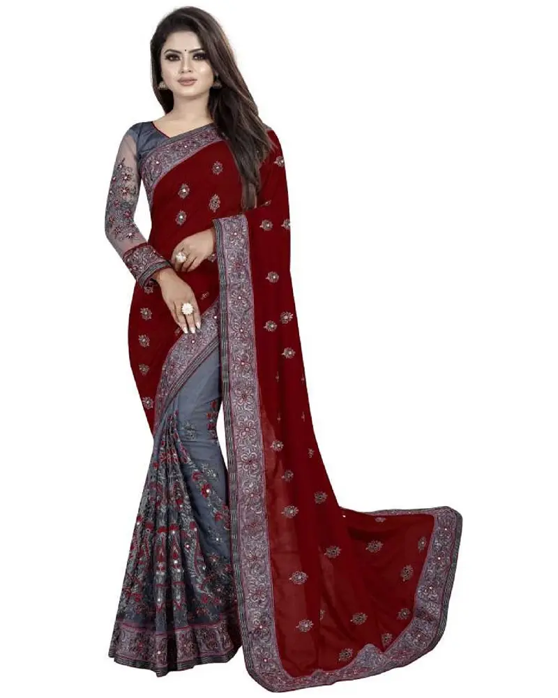 Sari da sposa sari da donna in tessuto di seta e Rayon alla moda indiano di migliore qualità per abbigliamento da matrimonio e Festival