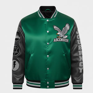 Chaqueta Universitaria Bordada en Chenilla Personalizada al por Mayor para Hombre, Chaquetas de Invierno de Satén de Alta Calidad y Bajo MOQ - Product Image 1
