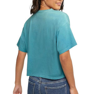 Top corto Yogini de verano para mujer, venta al por mayor, Camiseta corta sin mangas con logotipo personalizado, Top corto transpirable de tela suave con cuello redondo alto - Product Image 3