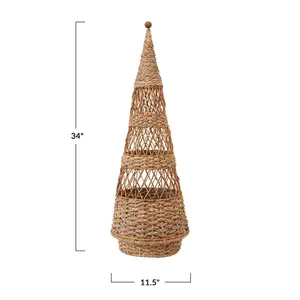 Handwoven Spiral <b>Cone</b> <b>Tree</b> Natural Seagrass <b>Christmas</b> <b>Tree</b> Decoration Seagrass <b>Christmas</b> <b>Tree</b> With Star for <b>Christmas</b> Decoration - Product Image 6