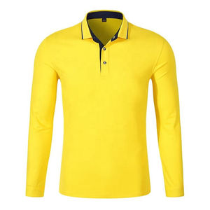 Polo de algodón de cuerpo entero para hombre con logotipo de diseño personalizado, ropa deportiva de manga larga, peso de tela de 180 gramos para golf - Product Image 2
