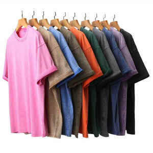 Wholesale Fashion Vintage Acid Wash T Shirts High Quality T-shirt 2024 Oversize Custom Logo <b>Tshirt</b> Plus Size 100% Cotton for Men - Product Image 4