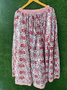 Handmade Boho <strong>Hippie</strong> Maxi <strong>Skirt</strong> in Cotton Casual Summer Beach Cover with Lotus Block Print Gypsy Tiered Night Wear for <strong>Women</strong>