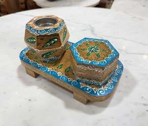 2026 New Arrival Wooden <b>incense</b> burner <b>Oud</b> Burner with Hand Painted Design & storage jar Bakhoor & Mubakhar Set At Factory Price - Product Image 1