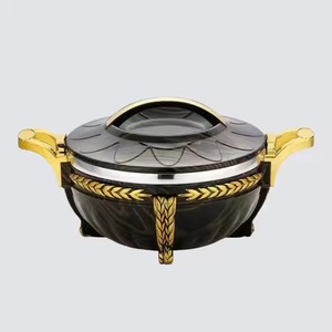 Cazuela de metal plateado con diseño de patrón floral, tazón de olla caliente elegante para cocina, comedor, mesa, uso de servicio y almacenamiento de alimentos - Product Image 4