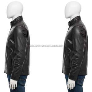 Waterproof Genuine Leather <b>Mens</b> <b>Jacket</b> with Stand Collar Durable Warm Winter Outerwear Fashion Zipper Casual <b>Biker</b> Coa - Product Image 4