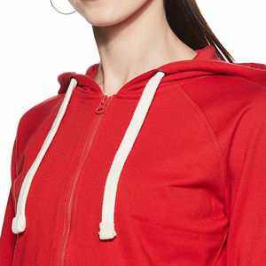 Sudadera con capucha roja para mujer de último estilo, 100% de algodón, cierre de cremallera, manga larga, ropa informal, sudadera de lana para adultos para invierno - Product Image 5