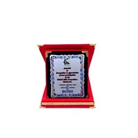 Plaque de récompense en métal argenté imprimé très demandée, avec boîte en velours haut de gamme, écologique, pour les réalisations sportives, Regal Incorporation TRO-2659