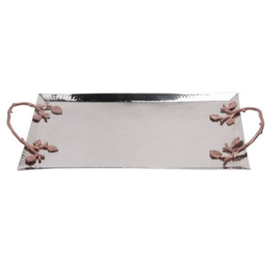 Plateau de service de mariage moderne en acier inoxydable de qualité supérieure, avec poignées en or rose poli, finition légère, pour table - Product Image 1