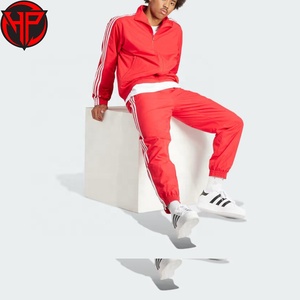 Red <b>Men's</b> Track <b>Jacket</b> Stand Collar Zip Up Sweatshirt Three Stripe <b>Long</b> Sleeve Sports <b>Jacket</b> Outerwear Custom Teamwear - Product Image 4