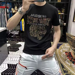 2025 Luxury t Shirt Printing Bling Tiger Graphic Rhinestone T Shirt for Men - Product Image 4
