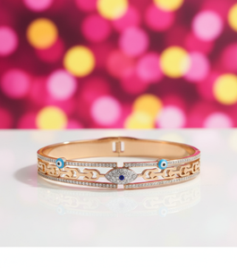 Brazalete de Acero Inoxidable al por Mayor con Piedras de Circonita Cúbica de 2.6 Pulgadas y 12g para Mujer, Brazalete de Ojo Turco para Uso Diario - Product Image 4