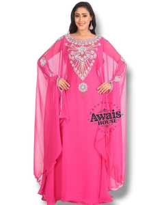 Kaftan Traditionnel Musulman pour Femmes Grande Taille en Chiffon et Polyester Perlé à la Main, Manches Longues, Col Haut, Léger - Product Image 2