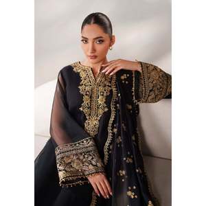 Vestido elegante de gasa bordado con corte en A PR-1250 - Product Image 4