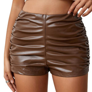 Pantalones cortos de cuero de calidad superior para mujer, ropa de calle, cómodos, transpirables, de Material PU, pantalones cortos de cuero para mujer - Product Image 3