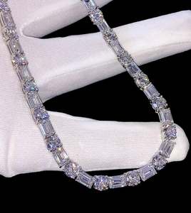 Real VVS Moissanite Luxury Emerald Tennis Link Design 925 Silver Gold Plated Brilliant Cut Claw Setting Bustdown Iced Perfect - Product Image 6