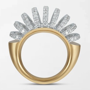 Anillo de diamantes cónico sofisticado con 204 diamantes redondos cultivados en laboratorio de 3.05 quilates GH-VS en oro amarillo de 18 quilates, producto genuino - Product Image 3