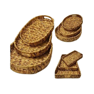 Nouveaux plateaux de service en osier faits à la main en osier tebasi plateaux de service ronds outils rotin forme ovale rotin tissé plateau de décor de service - Product Image 1