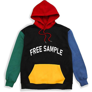 Haute qualité brodé surdimensionné couleur bloc 100% coton poche sweat à capuche hommes femmes tendance hiver mode toutes tailles - Product Image 2