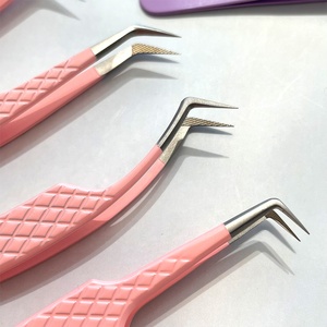 Pince à épiler à volume de pointe en fibre de 45 75 90 degrés Extension de cils Pointe inclinée arrondie Pince à épiler en acier inoxydable de haute qualité - Product Image 3