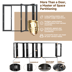 Puertas Plegables Bi-Fold Modernas <span class=keywords><strong>de</strong></span> Vidrio Templado Impermeable <span class=keywords><strong>y</strong></span> <span class=keywords><strong>Aluminio</strong></span> para Baño, Dormitorio, Apartamento, Hospital, Uso Exterior - Product Image 4