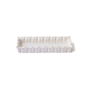 Plateau design en marbre blanc de forme rectangulaire de qualité exportée pour la décoration des fêtes de Noël disponible en vente en gros - Product Image 1
