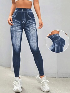 Women Jeans Leggings Gym Yoga Pants Casual Elastic Workout Exercise Fitness Running <b>Tights</b> Leggings - Product Image 3