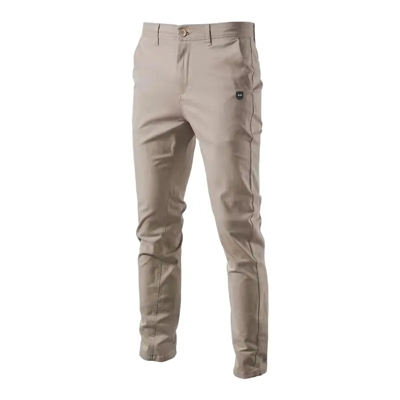 Celana Katun Kasual Pria Celana Panjang Pria Slim Fit Warna Polos Baru Musim Semi Musim Gugur Kualitas Tinggi Celana Bisnis Klasik Pria