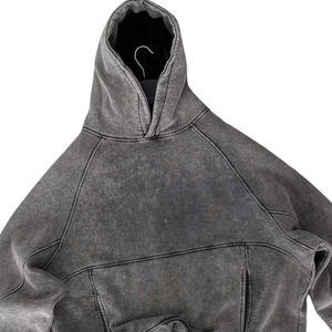 Sweat à capuche en détresse pour hommes, gris délavé, pull surdimensionné, sweat à capuche en coton polaire, streetwear uni, logo personnalisé en vrac, vente en gros - Product Image 2