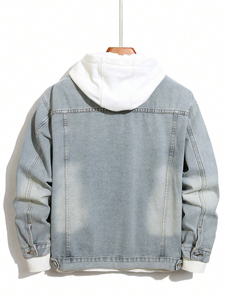 Custom Coated <b>Denim</b> <b>Jackets</b> for <b>Men</b> with Stand Collar Hooded Design Breathable Fabric for Outdoor Use & Full Customization - Product Image 5