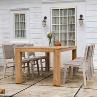 Vente flash - Ensemble table et chaises à manger en teck pour 8 personnes - Design minimaliste moderne - Réglable - Fait à la main - Utilisation à domicile/appartement/villa/hôtel