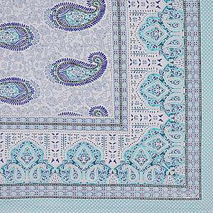 Turquoise Blue Paisley 100% Cotton <b>Flat</b> Bed Sheet Set (3 Pieces) - Product Image 5