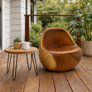 Luxury Handcrafted Solid Wood Organic Modern <b>Lounge</b> <b>Chair</b> Sculptural Statement Seating Living Room Apartment Villa Hotel - Product Image 4