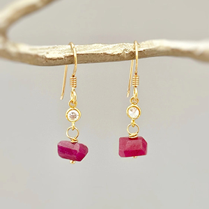 Raw Ruby Gemstone Dangally 925 Sterling Silver Amazing Earrings Natural Ruby 925 Solid Sterling Silver Bezel Setting Earring - Product Image 1