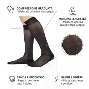 Chaussettes longues d'été pour hommes en coton et mousseline 100% Fil d'Ecosse, avec élasthanne lisse, taille unique, style uni quotidien, fabriquées en Italie - Product Image 4