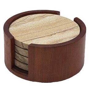 Sous-verres en bois de manguier faits à la main de conception simple avec support en métal sous-verre de tasse d'ustensiles de cuisine pour l'utilisation de la vaisselle et du dessus de table - Product Image 3
