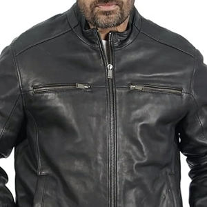 Veste d'hiver en cuir de vache de haute qualité, cuir véritable, vestes en cuir pour hommes sur mesure, avec logo personnalisé sur le devant, taille personnalisée - Product Image 3