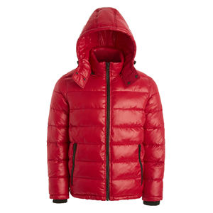 2025 Custom Fashion Men's <b>Quilted</b> Puffer Jacket Stylish Plain Lightweight Winter Stand Hooded Canvas Fabric Thin <b>Thickness</b> - Product Image 3