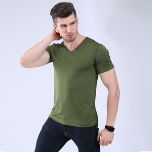T-shirt pour hommes en polyester modal 6 couleurs sans couture pour la musculation Gym Fitness logo Oem personnalisé T-shirt pour hommes coupe unie vierge livraison DDP - Product Image 2