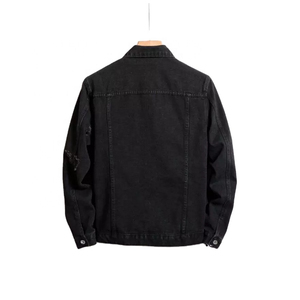 Veste en jean ample pour homme en gros, manches longues, bouton unique, veste en jean de cow-boy simple pour homme - Product Image 6