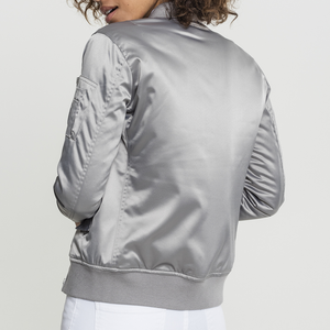 Femmes de haute qualité en cuir de mouton Logo personnalisé broderie décoration à manches longues Satin veste d'hiver grande taille respirant - Product Image 3