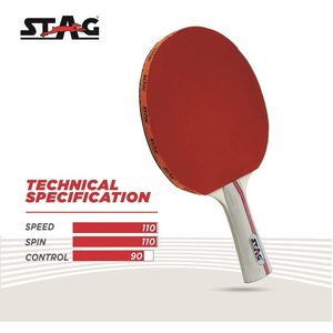 Raquette de tennis de table professionnelle Stag Iconic Ninja Power, 5 plis de bois, caoutchouc à picots longs, fibre de carbone, 158x152mm, rapide - Product Image 2